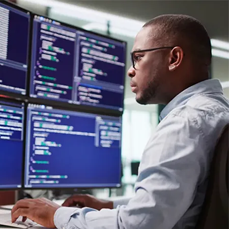 Techworker at computer
